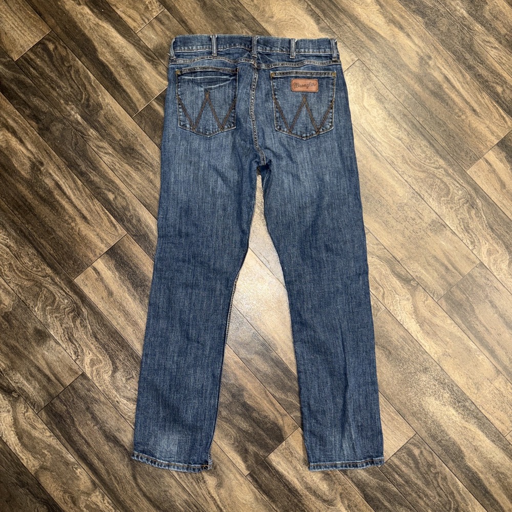 Wrangler Cowboy Cut Slim Straight Dark Wash Denim Jeans Men's Size 34x32 Retro